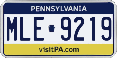 PA license plate MLE9219