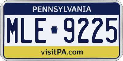 PA license plate MLE9225