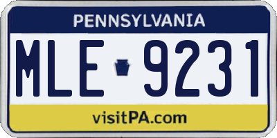 PA license plate MLE9231