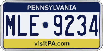 PA license plate MLE9234