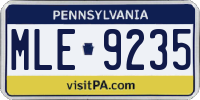 PA license plate MLE9235
