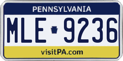 PA license plate MLE9236