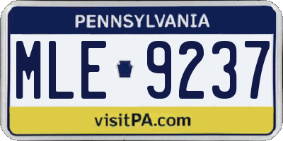 PA license plate MLE9237