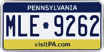 PA license plate MLE9262
