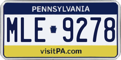 PA license plate MLE9278