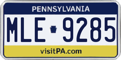 PA license plate MLE9285