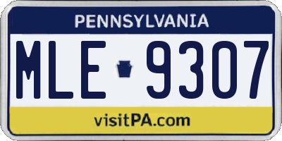 PA license plate MLE9307