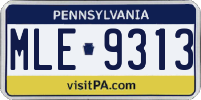 PA license plate MLE9313