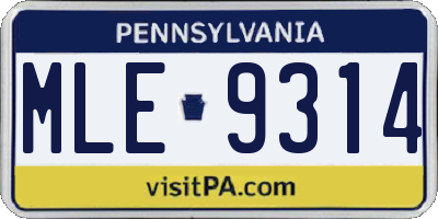 PA license plate MLE9314