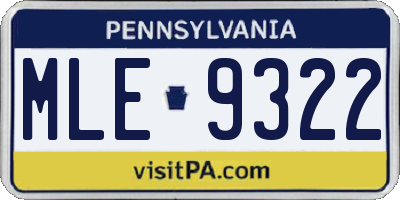 PA license plate MLE9322