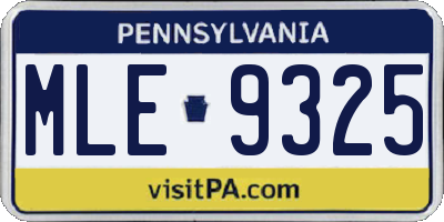PA license plate MLE9325