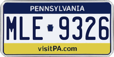 PA license plate MLE9326