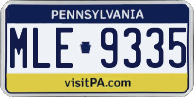 PA license plate MLE9335