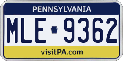 PA license plate MLE9362