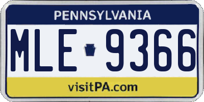 PA license plate MLE9366