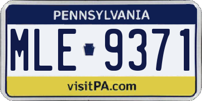 PA license plate MLE9371