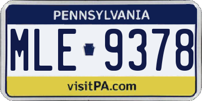 PA license plate MLE9378