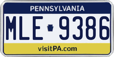 PA license plate MLE9386