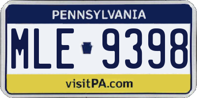 PA license plate MLE9398