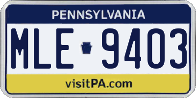 PA license plate MLE9403