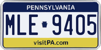 PA license plate MLE9405