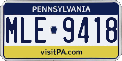 PA license plate MLE9418