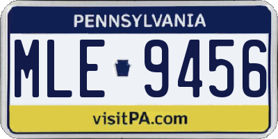 PA license plate MLE9456