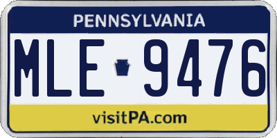 PA license plate MLE9476