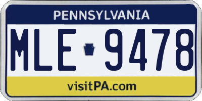 PA license plate MLE9478
