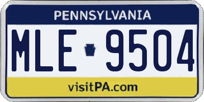 PA license plate MLE9504