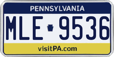 PA license plate MLE9536