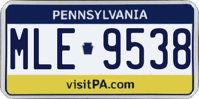 PA license plate MLE9538