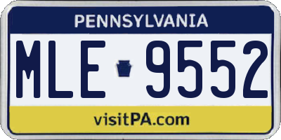 PA license plate MLE9552