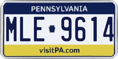 PA license plate MLE9614