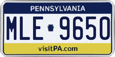 PA license plate MLE9650