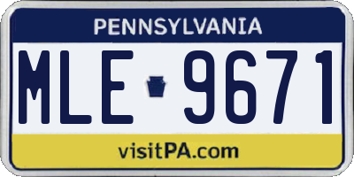 PA license plate MLE9671