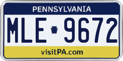 PA license plate MLE9672