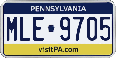 PA license plate MLE9705