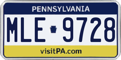 PA license plate MLE9728