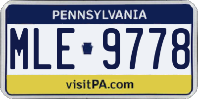PA license plate MLE9778