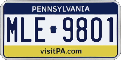 PA license plate MLE9801