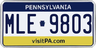PA license plate MLE9803