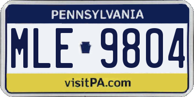 PA license plate MLE9804