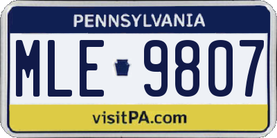 PA license plate MLE9807