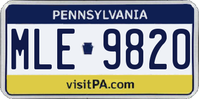 PA license plate MLE9820