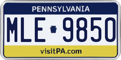 PA license plate MLE9850