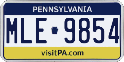 PA license plate MLE9854