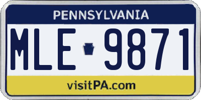 PA license plate MLE9871
