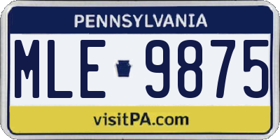 PA license plate MLE9875