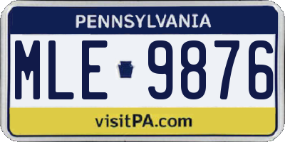 PA license plate MLE9876